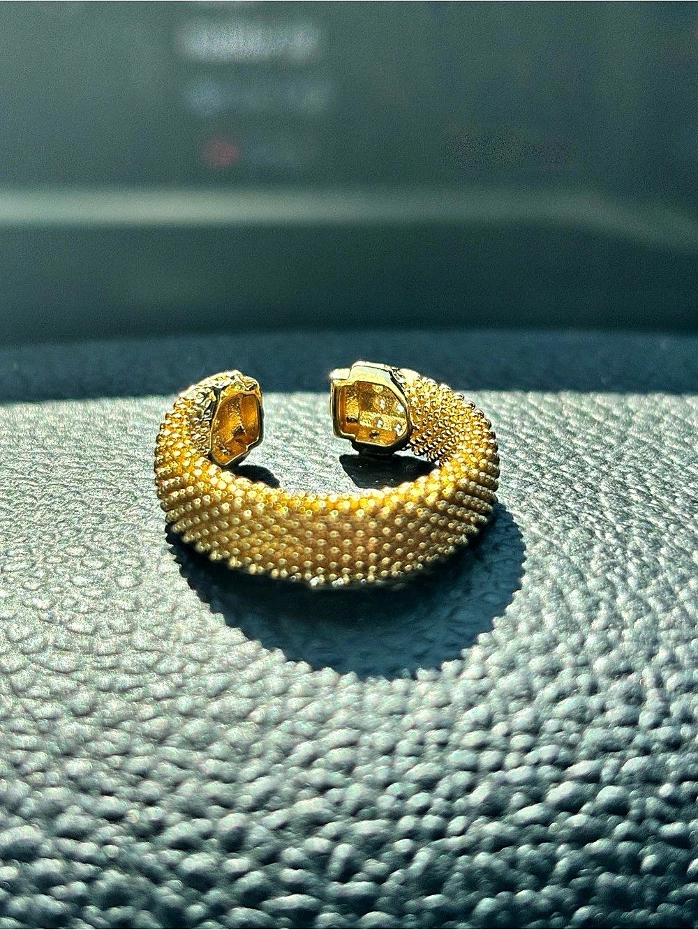 Gold-Tone Textured Cuff Ring